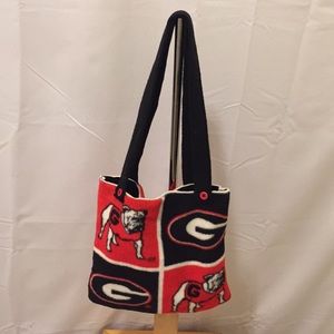 UGA Red & Black Fleece shoulder Tote NWOT
